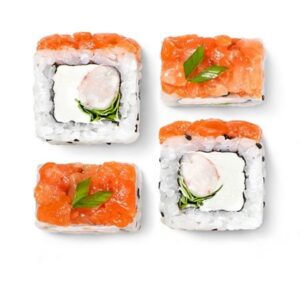 Ролл креветка с рубленым лососем