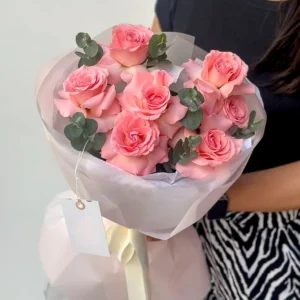 Букет из 7 нежно- розовых роз (50см)